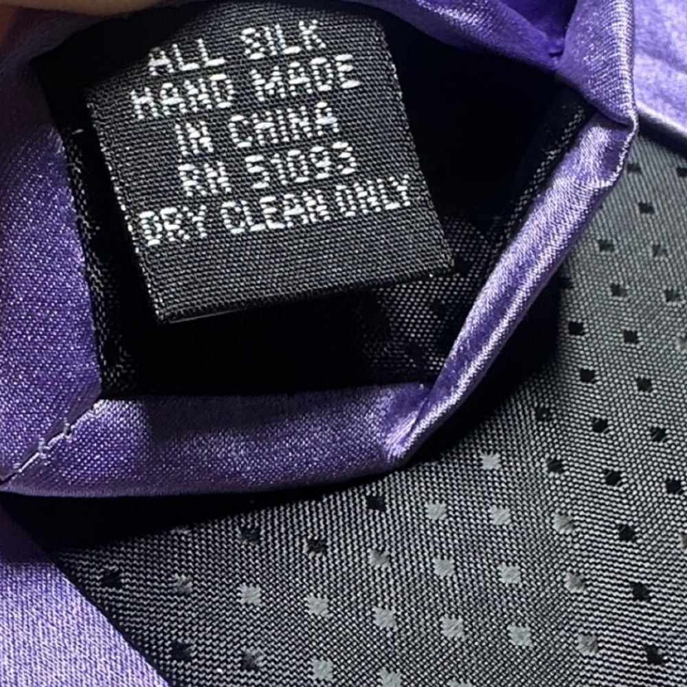 Stafford Silk Necktie Pocket Square Set Mens OS Purple New Solid Satin 63" - Picture 6 of 8